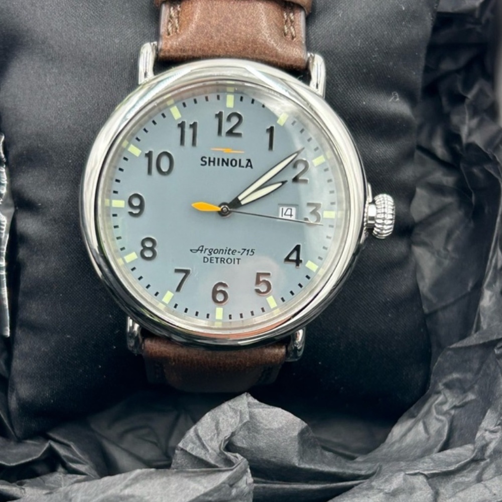 Men's Shinola Runwell 47 MM SLATE BLUE DIAL Watch. NWT